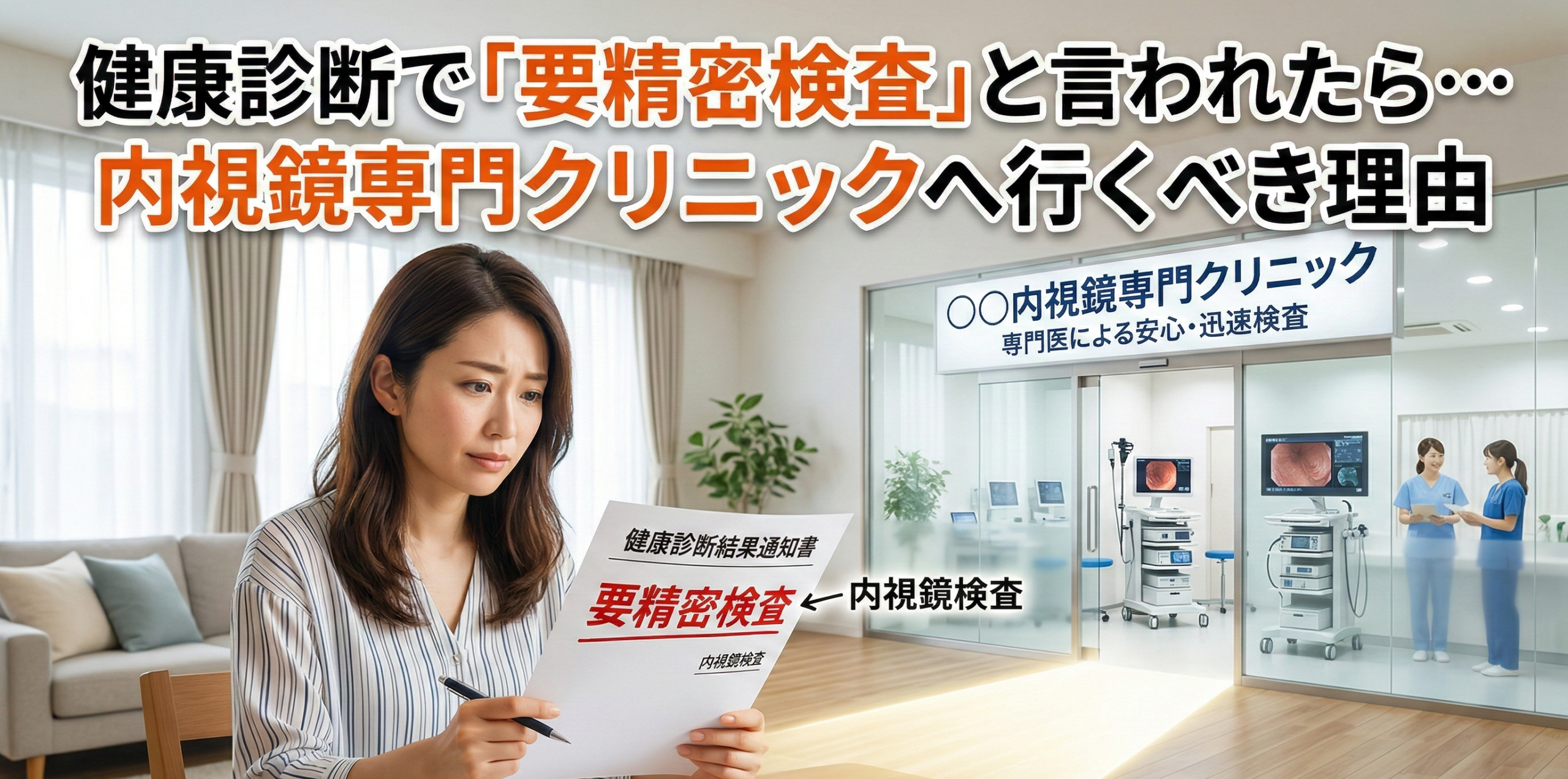 健康診断で「要精密検査」と言われたら…内視鏡専門クリニックへ行くべき理由【消化器内科専門医監修】