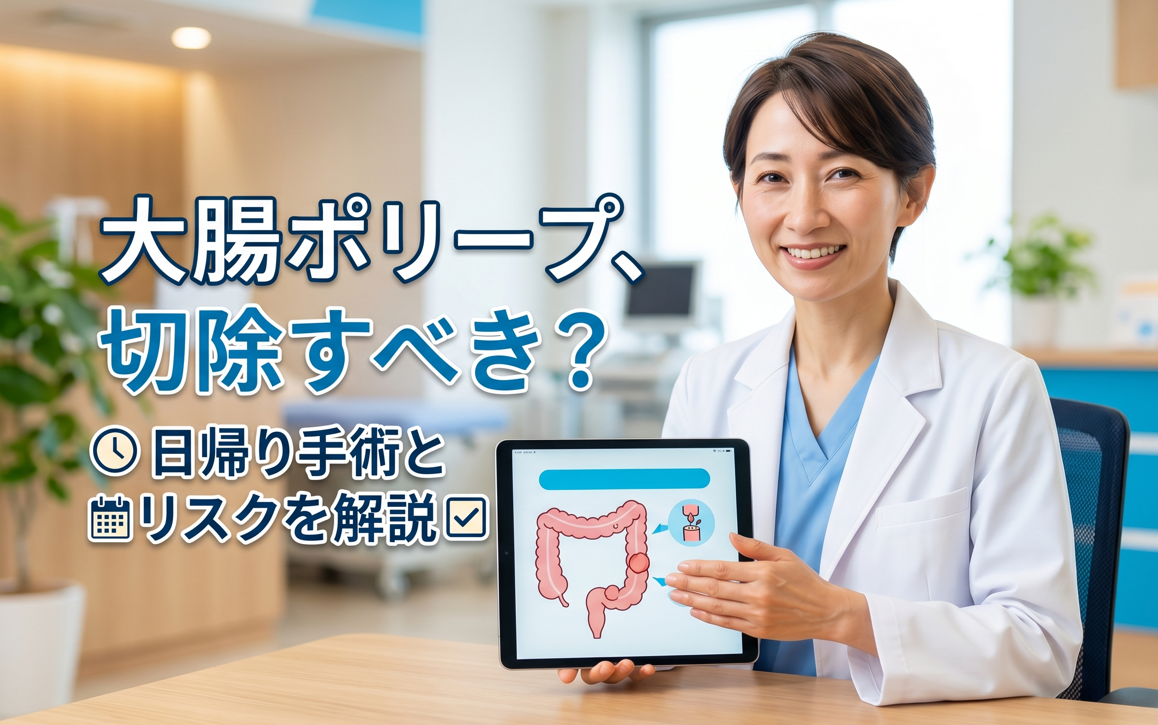 【消化器内科専門医監修】大腸ポリープは切除すべき？大腸がんへの進行リスクと日帰り手術について